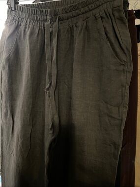 Side Stitch charcoal linen jogger Pants with Drawstring